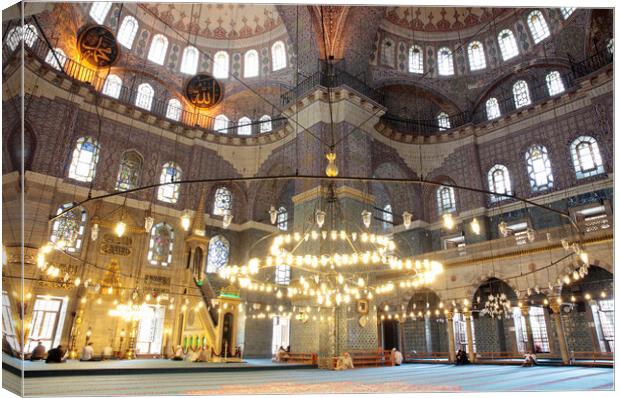 Interior of the Blue Mosque, Sultan Ahmed Mosque, Istanbul, Turkey Canvas Print by Neil Overy