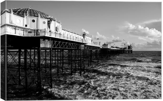 Palace Pier Brighton in black and white Canvas Print by Neil Overy