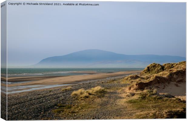 Black Combe beyond North Walney Sand Dunes Canvas Print by Michaela Strickland