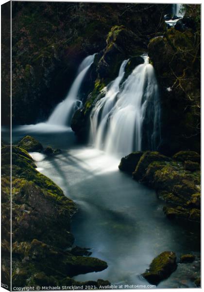 Colwith Force waterfall, lake district Canvas Print by Michaela Strickland