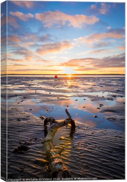 Beautiful Colourful beach Sunset beyond Walney fro Canvas Print by Michaela Strickland