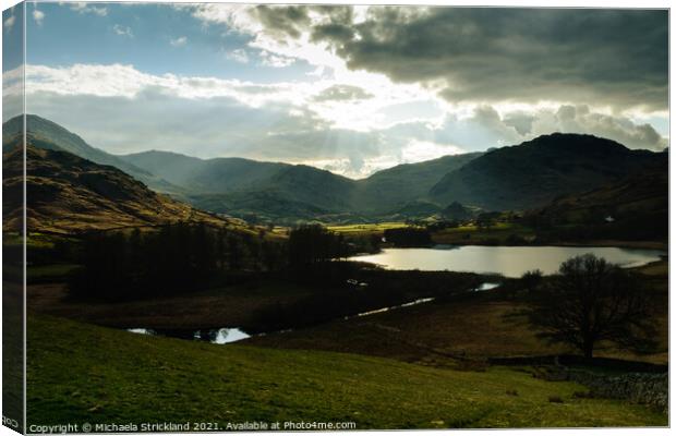 Little Langdale and the river brathay near Slater  Canvas Print by Michaela Strickland