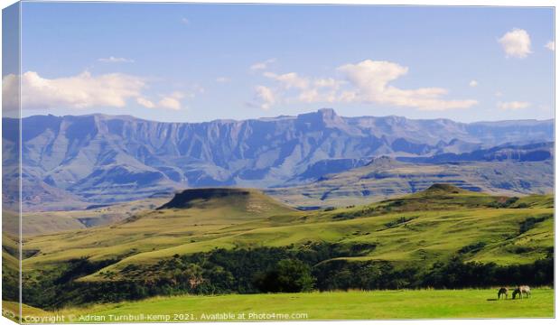 Amphitheatre and foothills, Northern Drakensberg, Kwazulu Natal Canvas Print by Adrian Turnbull-Kemp