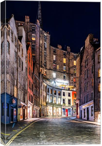 Victoria Street, Edinburgh, Scotland. Canvas Print by Philip Leonard