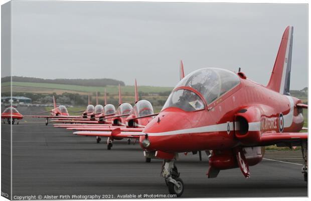 Red Arrows Taxiing Canvas Print by Alister Firth Photography