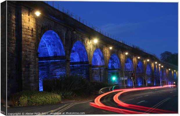 Traffic trails at the viaduct Canvas Print by Alister Firth Photography