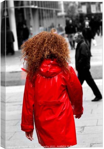 Red hair red coat Canvas Print by Alister Firth Photography