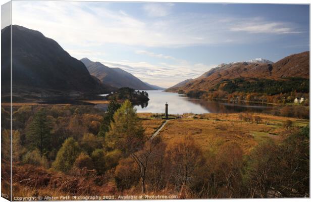 Glenfinnan Monument at the head of Loch Shiel Canvas Print by Alister Firth Photography