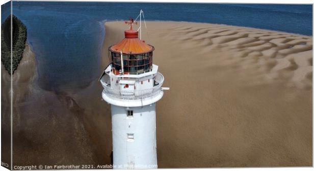  New Brighton lighthouse by air  Canvas Print by Ian Fairbrother