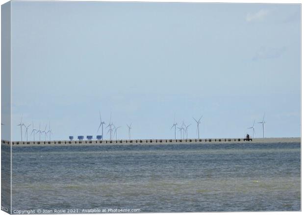 World War II forts/wind turbines in Thames Estuary Canvas Print by Joan Rosie