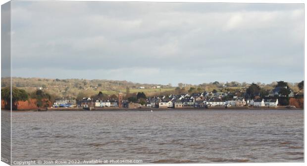 Lympstone Village in sunlight  Canvas Print by Joan Rosie