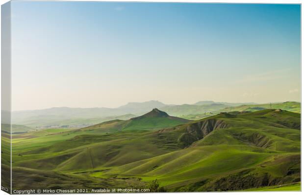 Rolling green hills on the Sicily countrysides Canvas Print by Mirko Chessari