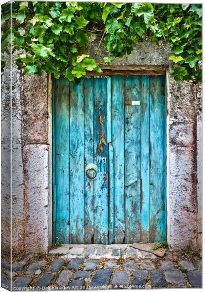 Old blue door in a village in Turkey Canvas Print by Delphimages Art