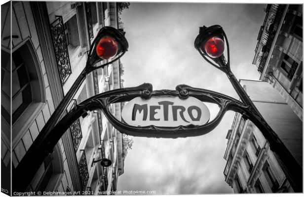 Paris Art Nouveau metro sign Canvas Print by Delphimages Art