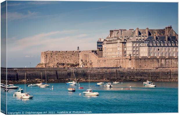 Saint Malo cityscape in Brittany, France Canvas Print by Delphimages Art