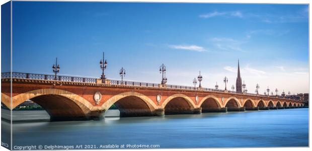 Pont de Pierre bridge in Bordeaux, France Canvas Print by Delphimages Art