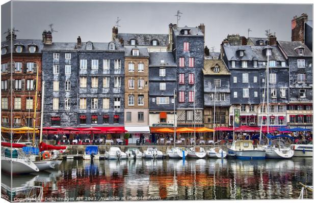 Old harbour of Honfleur, Normandy, France Canvas Print by Delphimages Art