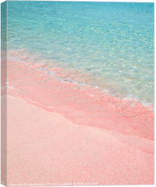 Pink sand beach in Crete, Greece. Summer decor. Canvas Print by Delphimages Art