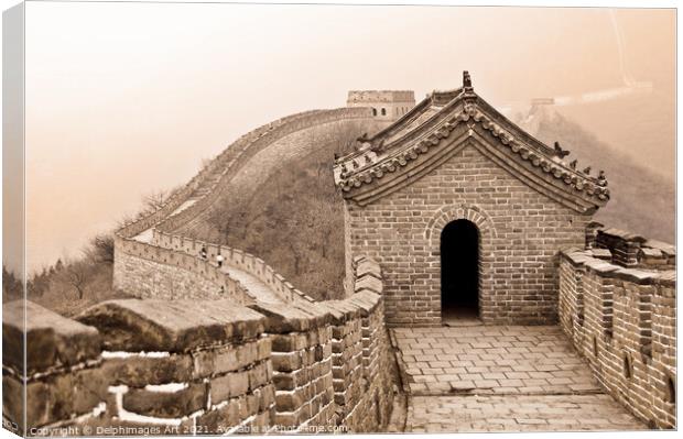 Landscape of the Great Wall of China near Beijing Canvas Print by Delphimages Art