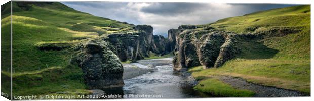 Iceland landscape. Fjadrargljufur canyon panorama Canvas Print by Delphimages Art