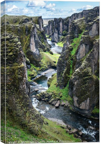 Iceland landscape. Fjadrargljufur canyon Canvas Print by Delphimages Art