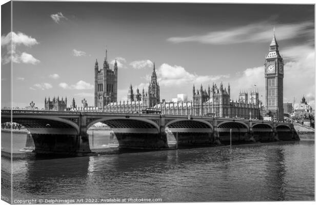 London Westminster bridge the houses of Parliament Canvas Print by Delphimages Art