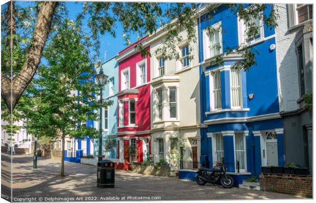 Notting Hill, London. Colourful houses Canvas Print by Delphimages Art