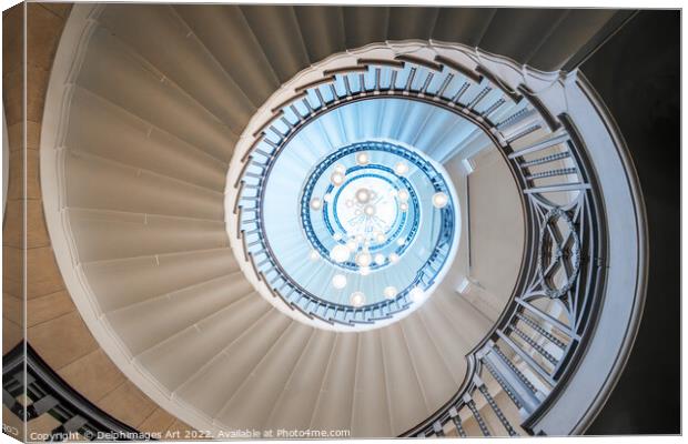 Spiral staircase. Cecil Brewer stairs in London Canvas Print by Delphimages Art