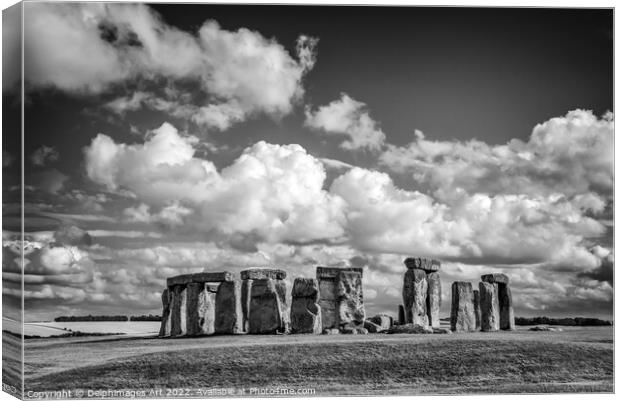 Stonehenge Black and white Canvas Print by Delphimages Art