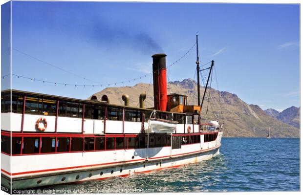 New Zealand, Queenstown Steamboat Canvas Print by Delphimages Art