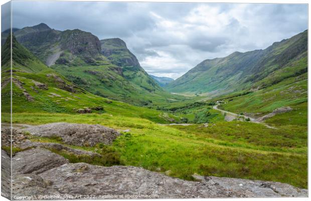Scenic Glencoe valley in summer, Highlands of Scot Canvas Print by Delphimages Art