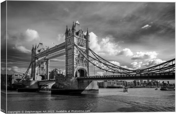 Tower bridge London black and white Canvas Print by Delphimages Art