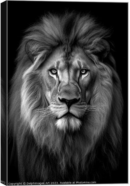 Lion front portrait Canvas Print by Delphimages Art