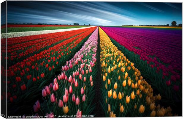 Tulip flowers field Canvas Print by Delphimages Art