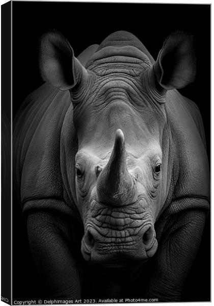 Rhinoceros front portrait Canvas Print by Delphimages Art