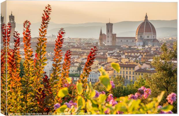 Florence Duomo at sunset, Tuscany, Italy Canvas Print by Delphimages Art