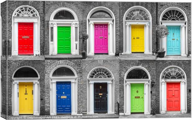 Dublin. Collection of colourful georgian doors Canvas Print by Delphimages Art