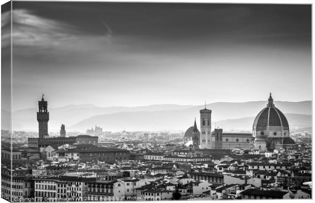 Florence Duomo black and white, Italy Canvas Print by Delphimages Art