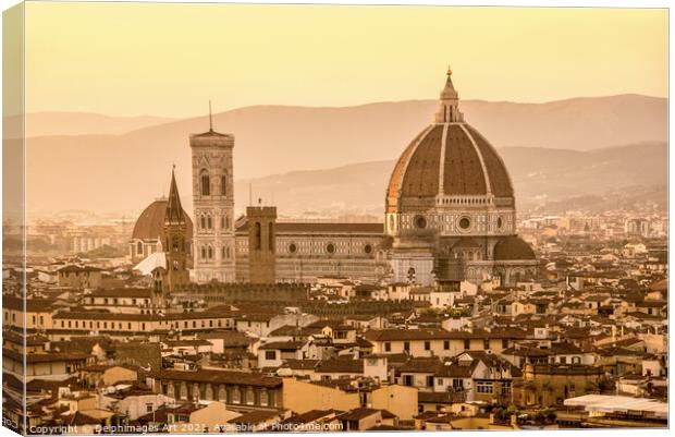 Aerial view of Florence at sunset with the Duomo Canvas Print by Delphimages Art