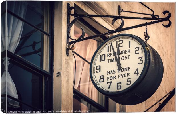 Time has gone, vintage street clock Canvas Print by Delphimages Art