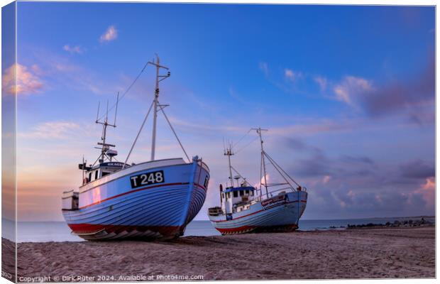 Fishing boats on the beach Canvas Print by Dirk Rüter