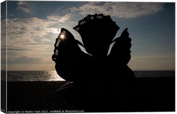 A conversation with the sea. Magi Hambling sculpture Canvas Print by Martin Tosh