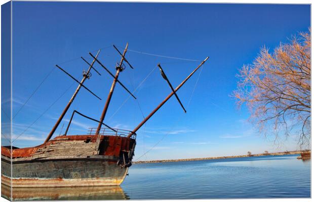 La Grande Hermine – Famous Abandoned Ship in Ontario lake Canvas Print by Elijah Lovkoff