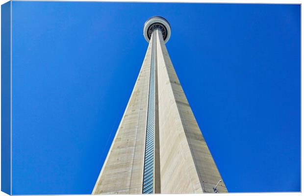 Famous CN Tower overlooking Ontario lake Canvas Print by Elijah Lovkoff
