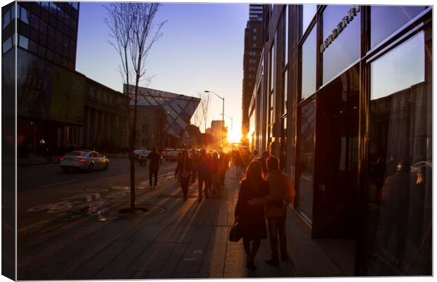 Toronto downtown shopping district at sunset Canvas Print by Elijah Lovkoff