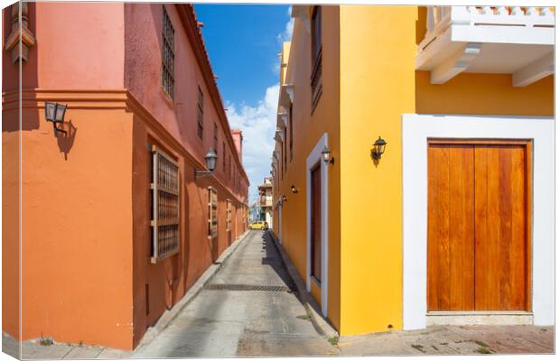 Colombia, Scenic colorful streets of Cartagena in historic Getse Canvas Print by Elijah Lovkoff