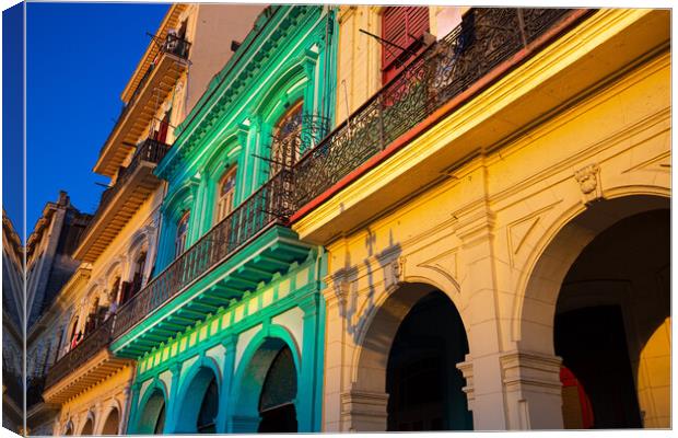 Scenic colorful Old Havana streets in historic city center  Canvas Print by Elijah Lovkoff