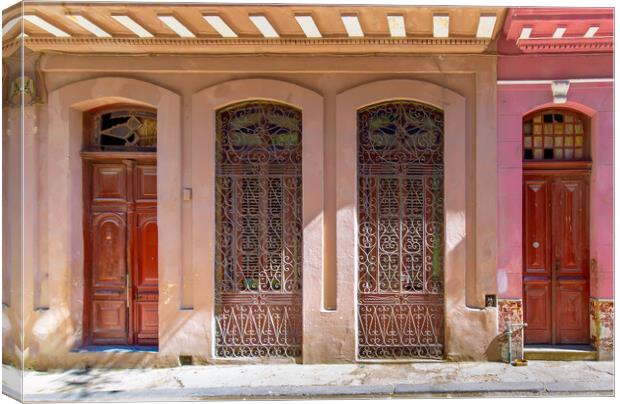 Scenic colorful Old Havana streets in historic city center of Havana Vieja near Paseo El Prado and Capitolio Canvas Print by Elijah Lovkoff