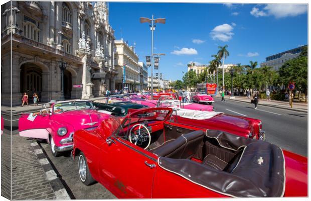 Famous colorful Taxis in Havana Canvas Print by Elijah Lovkoff