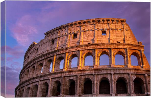 Famous Coliseum Colosseum of Rome at early sunset Canvas Print by Elijah Lovkoff